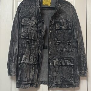 Women's Oversized Black Denim Utility Jacket